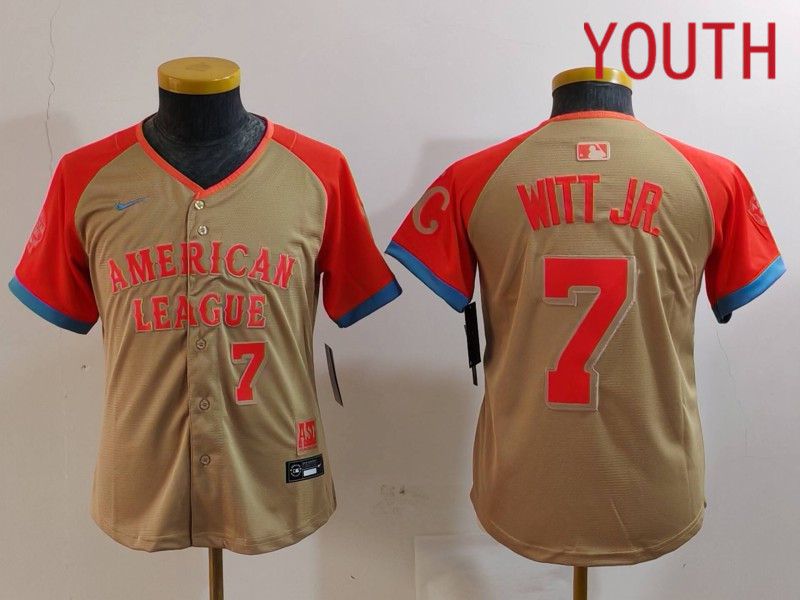 Youth Kansas City Royals 7 Witt jr Orange All star 2024 Nike MLB Jersey style 5